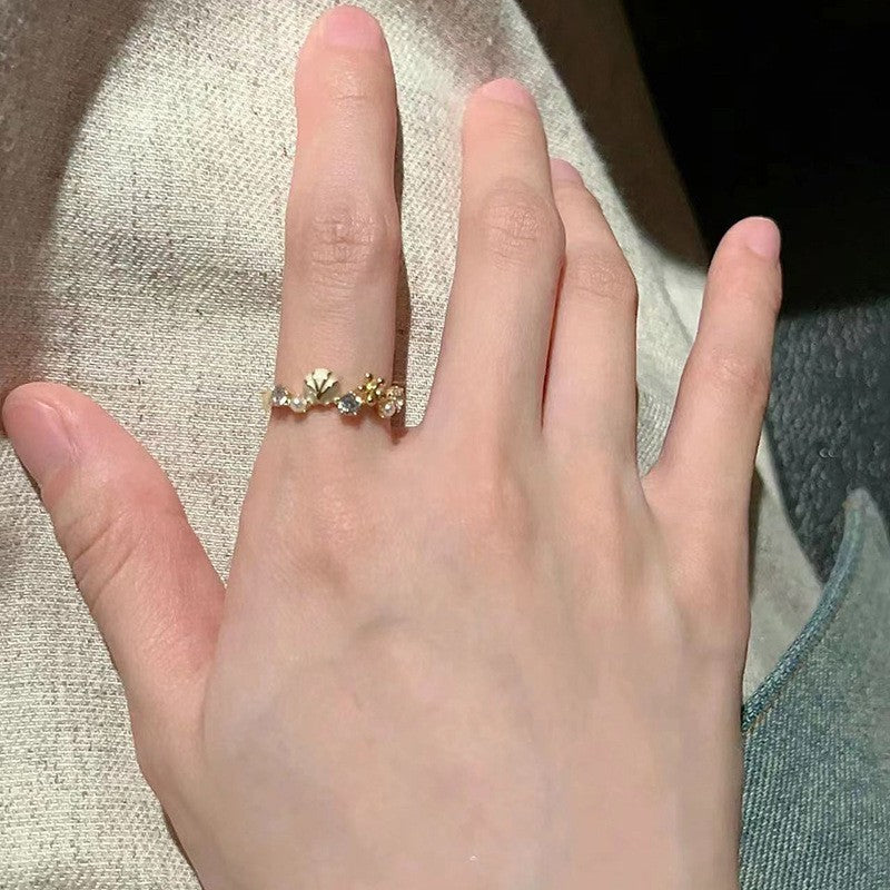 Fashion Gold Plated Butterfly Flower Finger Ring Birthday Gifts