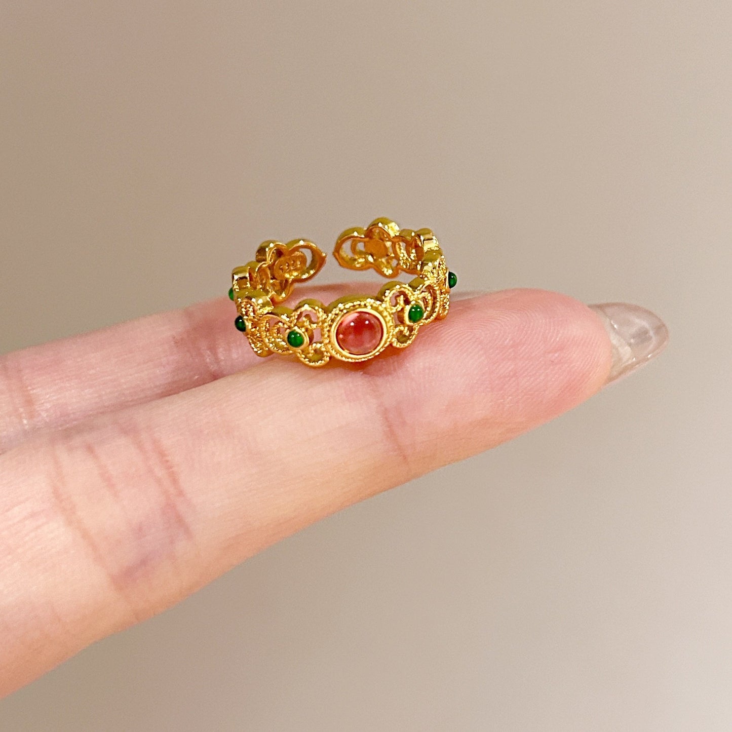 Fashion Gold Plated Butterfly Flower Finger Ring Birthday Gifts