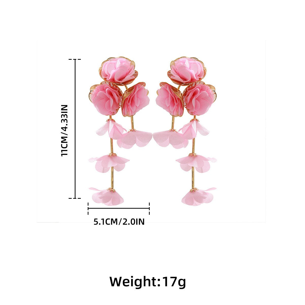 Chiffon Flowers Tassel Earrings Vacation Style Sweet Drop Earring