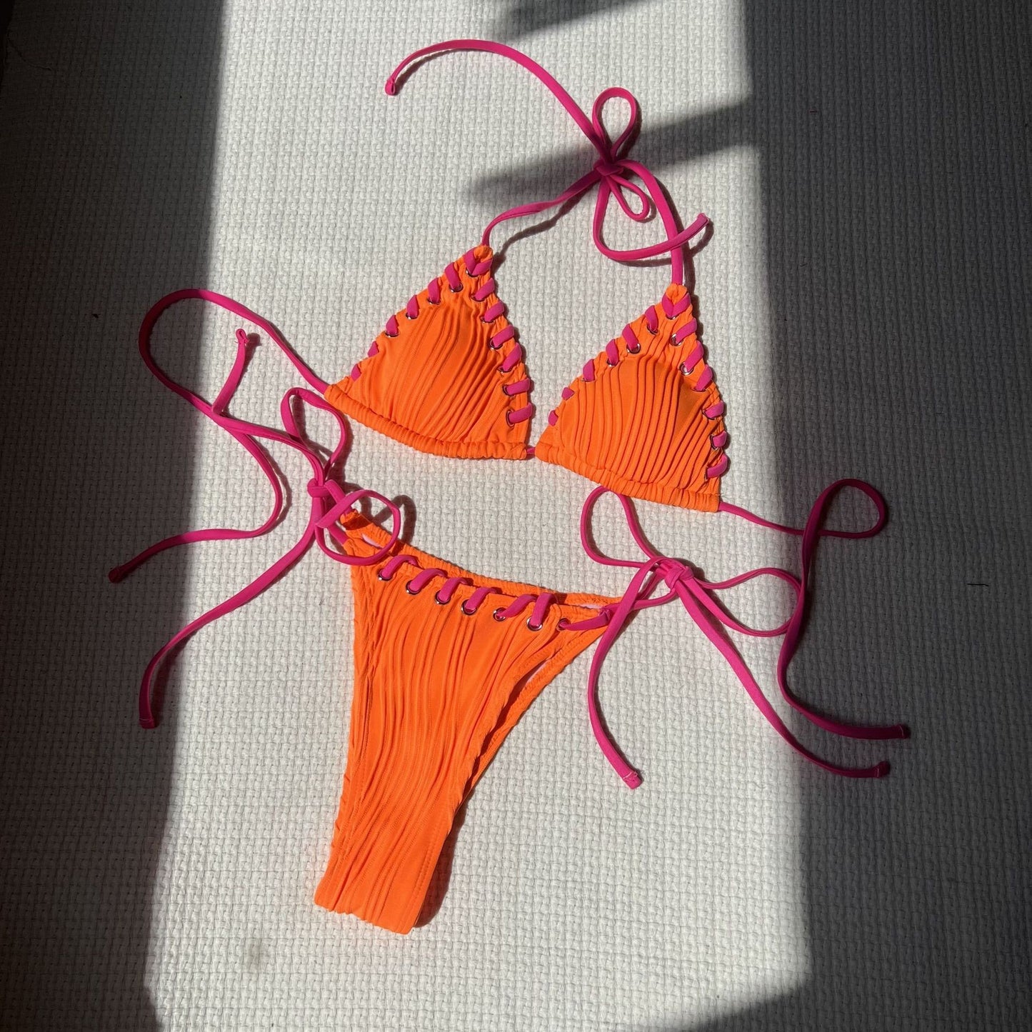 Micro Halter Wrinkled Weave Bikini