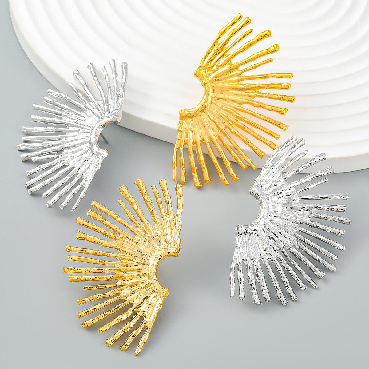Vintage Metal Fashion Alloy Half Sun Flower Earrings