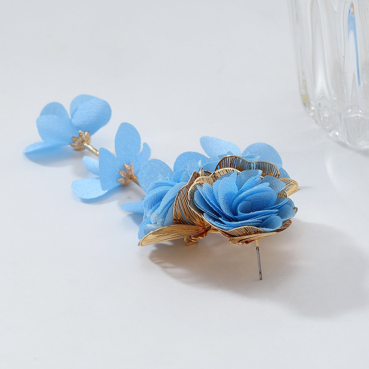 Chiffon Flowers Tassel Earrings Vacation Style Sweet Drop Earring