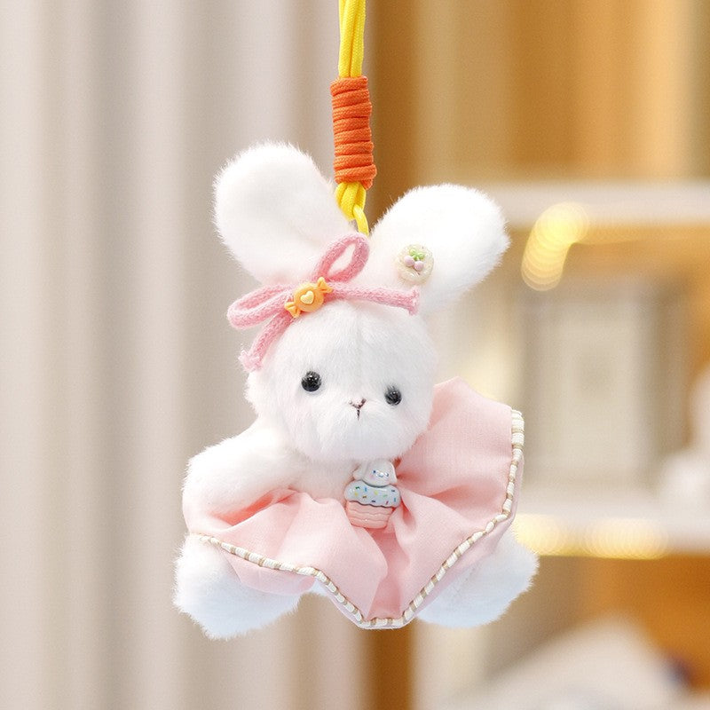 Cute Bear Rabbit With Dress Plush Pendant Keyrings