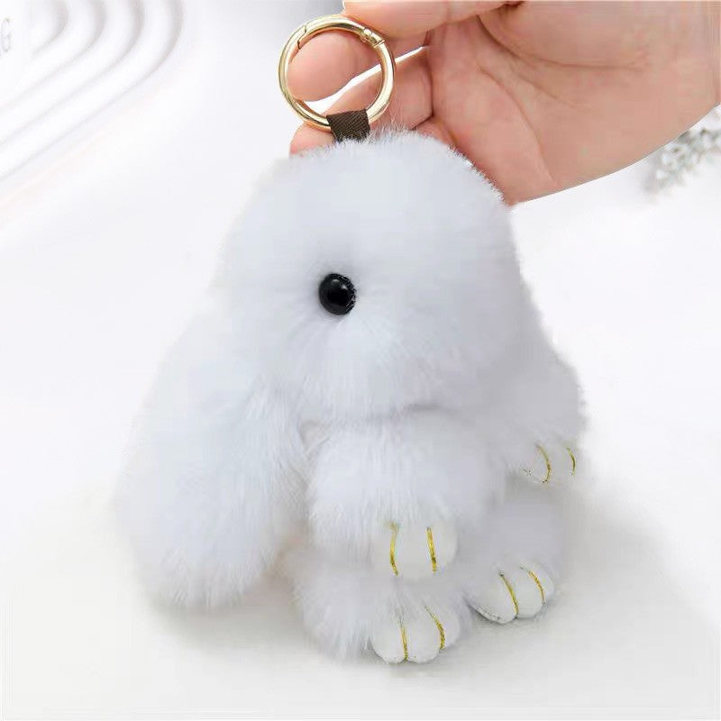 Fluffy Rabbit Fur Pompon Bunny Keychain