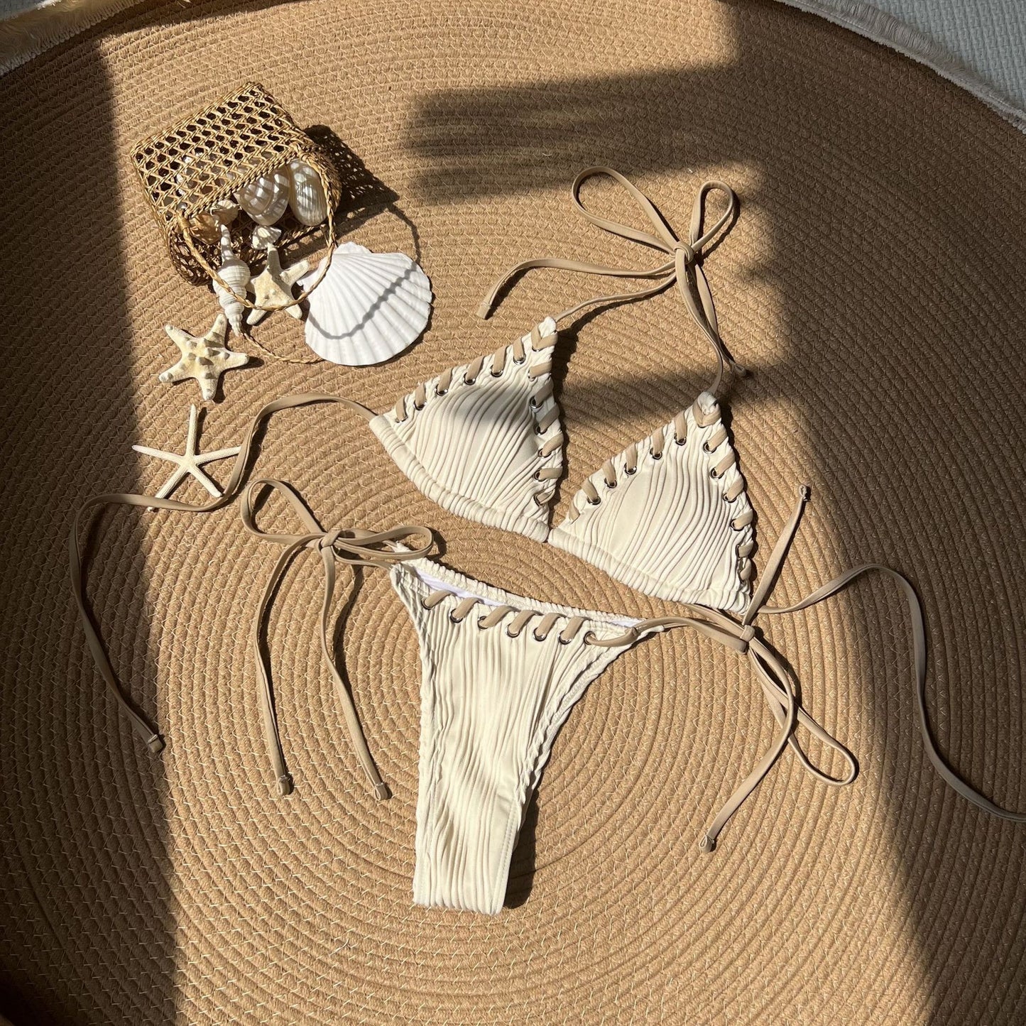 Micro Halter Wrinkled Weave Bikini