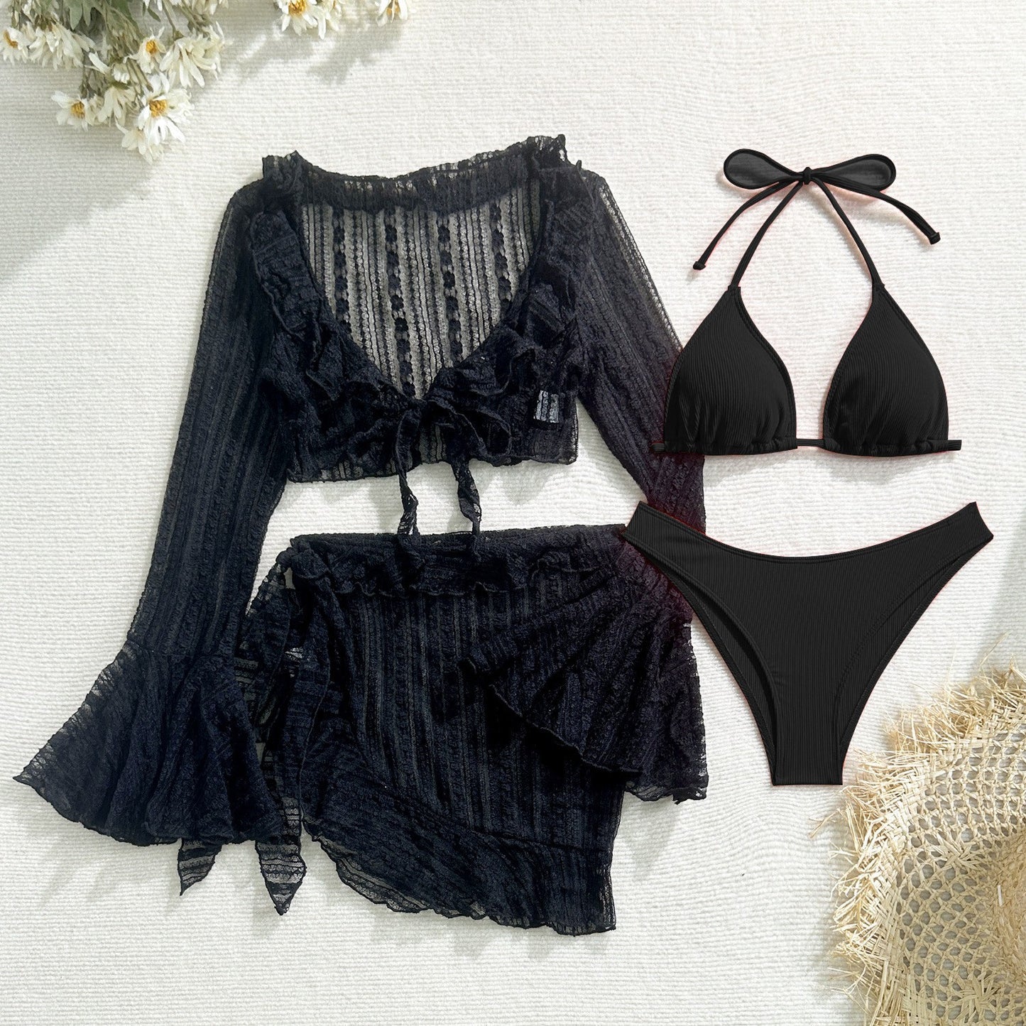 Four-piece Long-sleeve Cover-up Swimwear