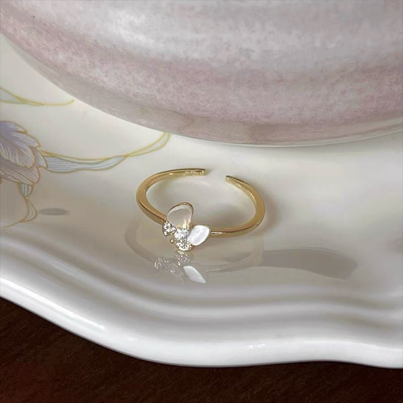 Fashion Gold Plated Butterfly Flower Finger Ring Birthday Gifts