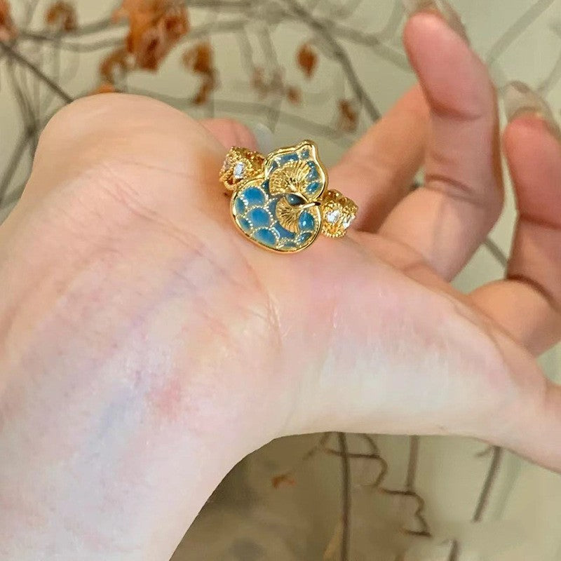 Fashion Gold Plated Butterfly Flower Finger Ring Birthday Gifts