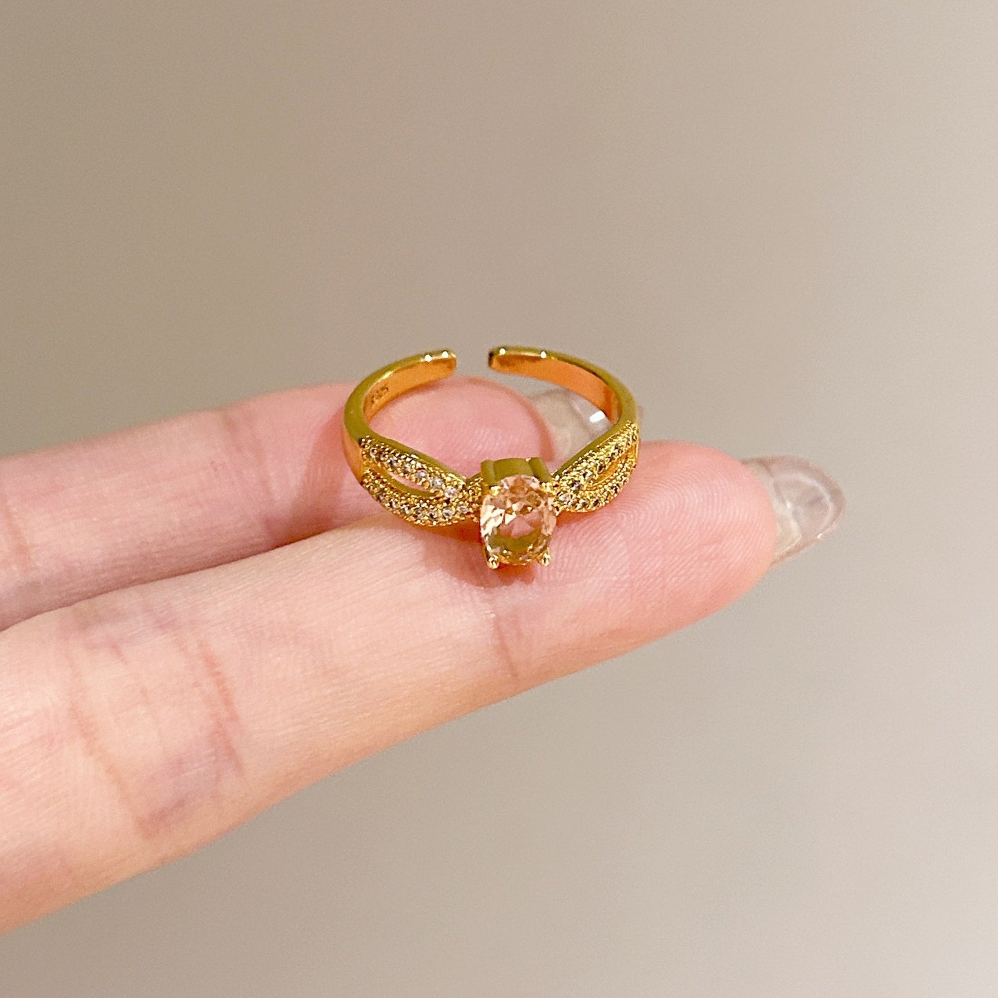 Fashion Gold Plated Butterfly Flower Finger Ring Birthday Gifts
