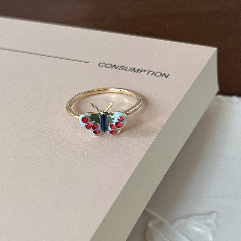 Fashion Gold Plated Butterfly Flower Finger Ring Birthday Gifts