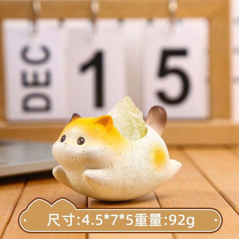 Resin Cat Crystal Ornaments Raw Stone Blind Box