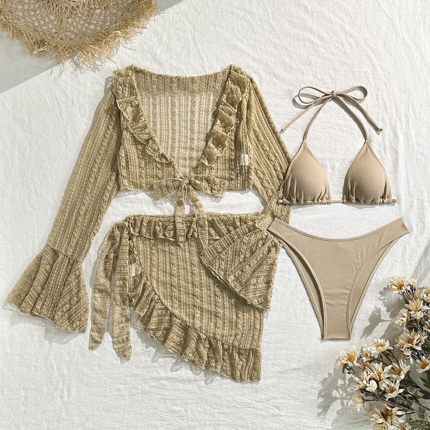 Four-piece Long-sleeve Cover-up Swimwear