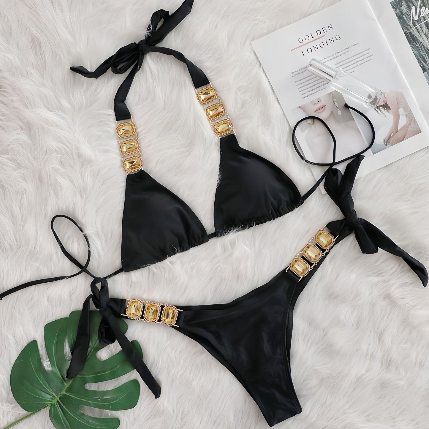 Sexy Rhinestone Bikini Set Crystal Diamond Swimwear