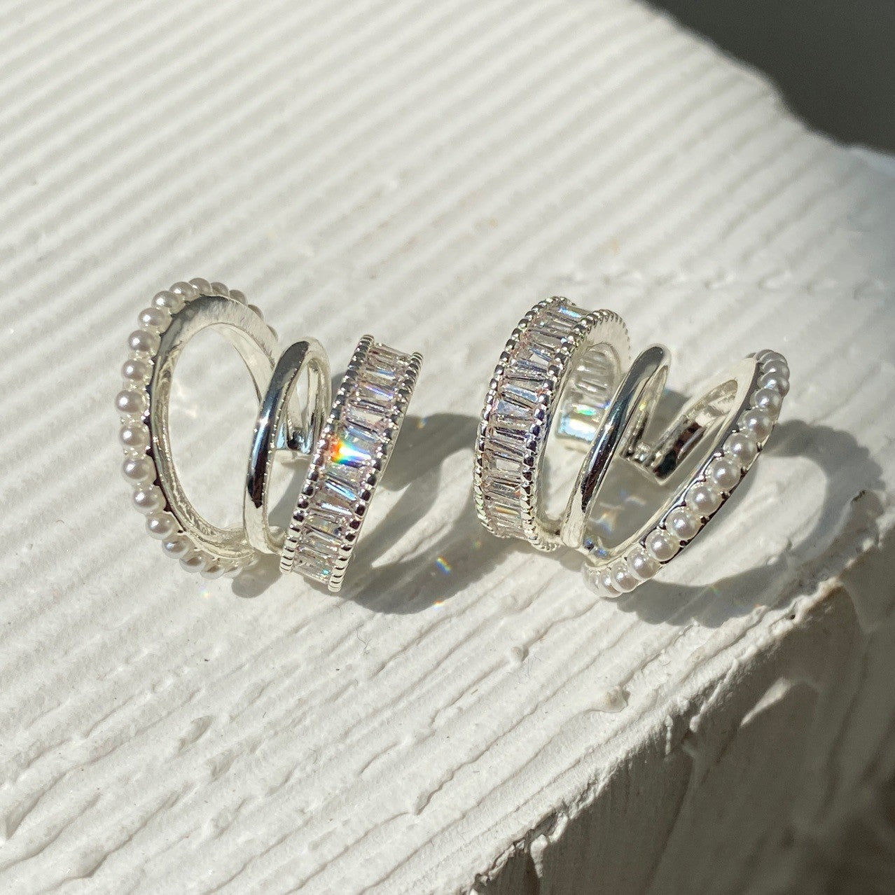 Pearl Ear Cuff Elegant Multi Layer C Shaped Rhinestone Clip Earrings