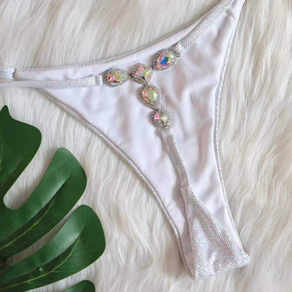 Sexy Micro Rhinestones Thong T-Back Bikini