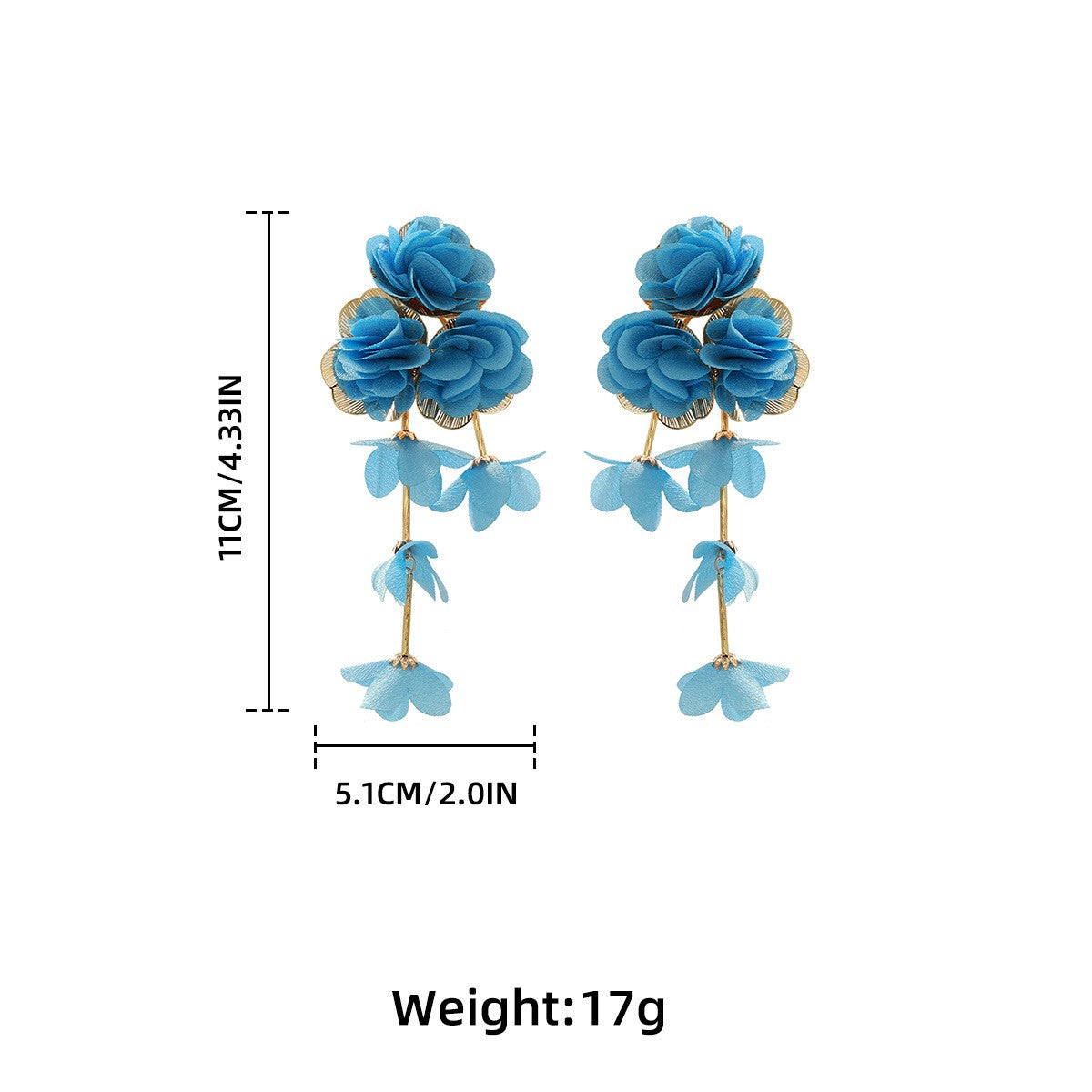 Chiffon Flowers Tassel Earrings Vacation Style Sweet Drop Earring