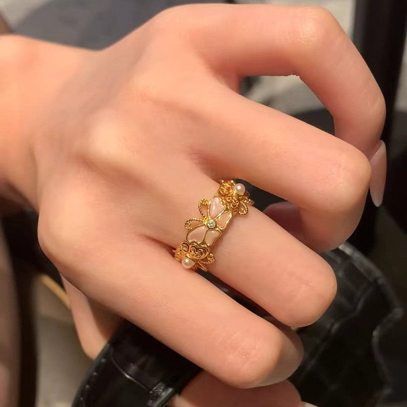 Fashion Gold Plated Butterfly Flower Finger Ring Birthday Gifts
