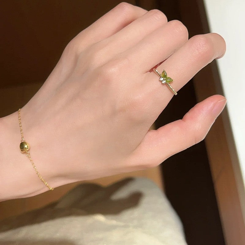 Fashion Gold Plated Butterfly Flower Finger Ring Birthday Gifts
