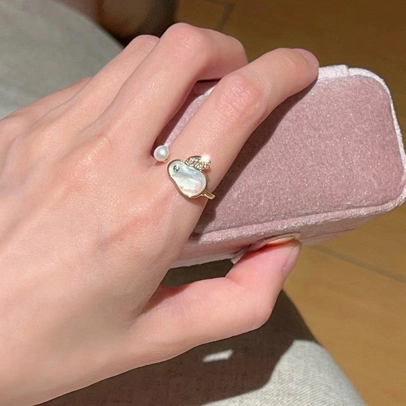 Fashion Gold Plated Butterfly Flower Finger Ring Birthday Gifts