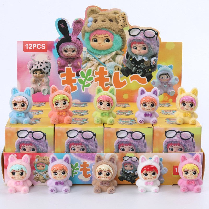 12 pcs Mini Flocked Cute Dolls Blind Box Children's Toy