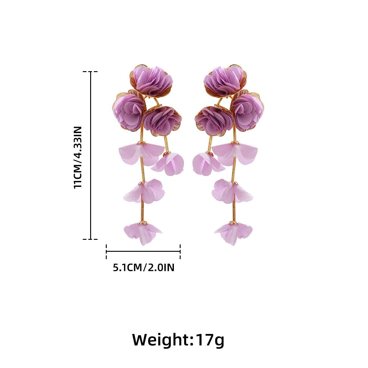 Chiffon Flowers Tassel Earrings Vacation Style Sweet Drop Earring