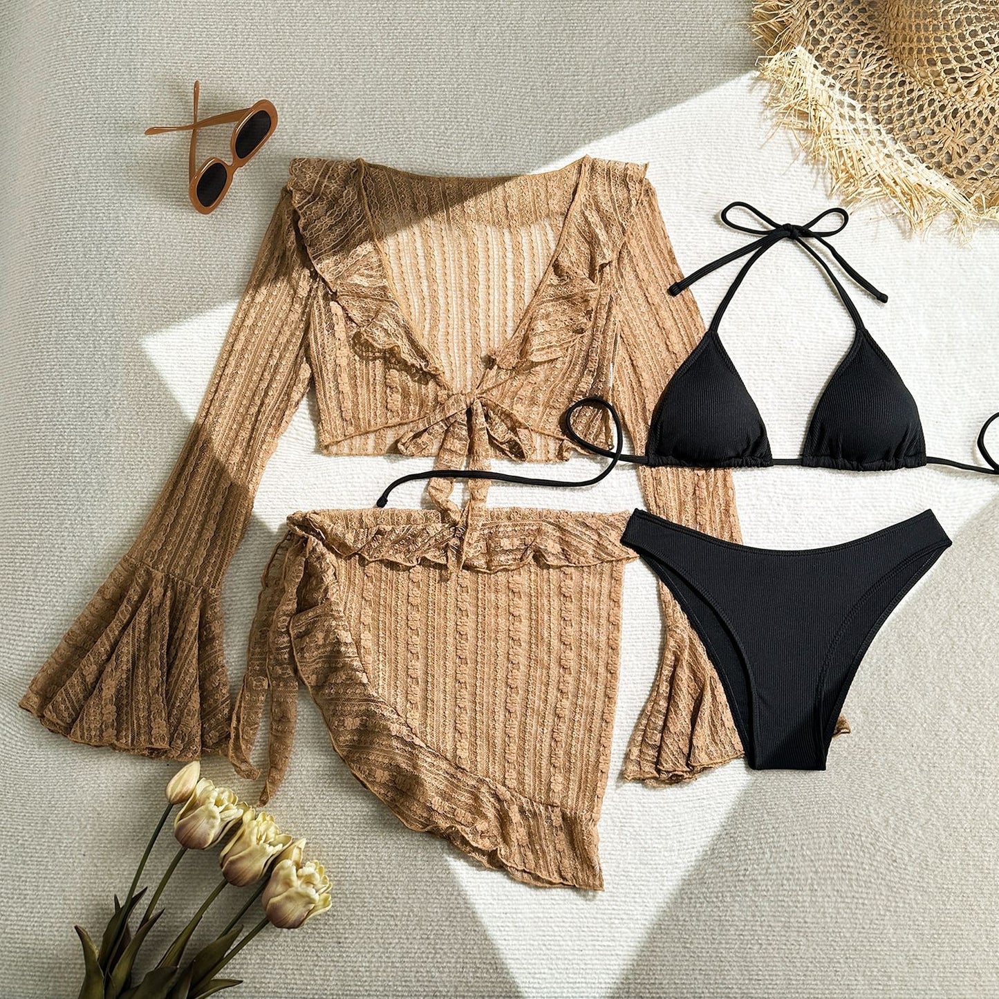 Four-piece Long-sleeve Cover-up Swimwear