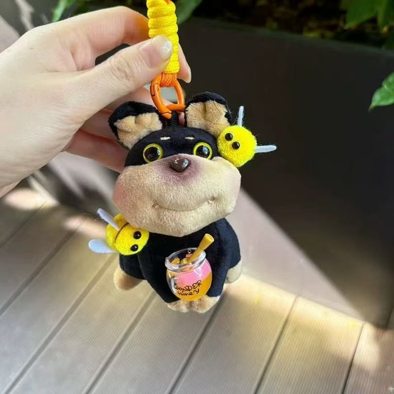 Bee Puppy Bag Pendant Plush Doll Keychain Pendant
