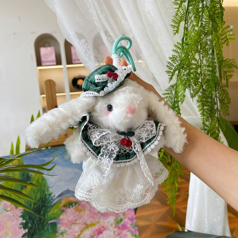 Bow Plush Rabbit Keychain Princess Pearl Dress Pendant