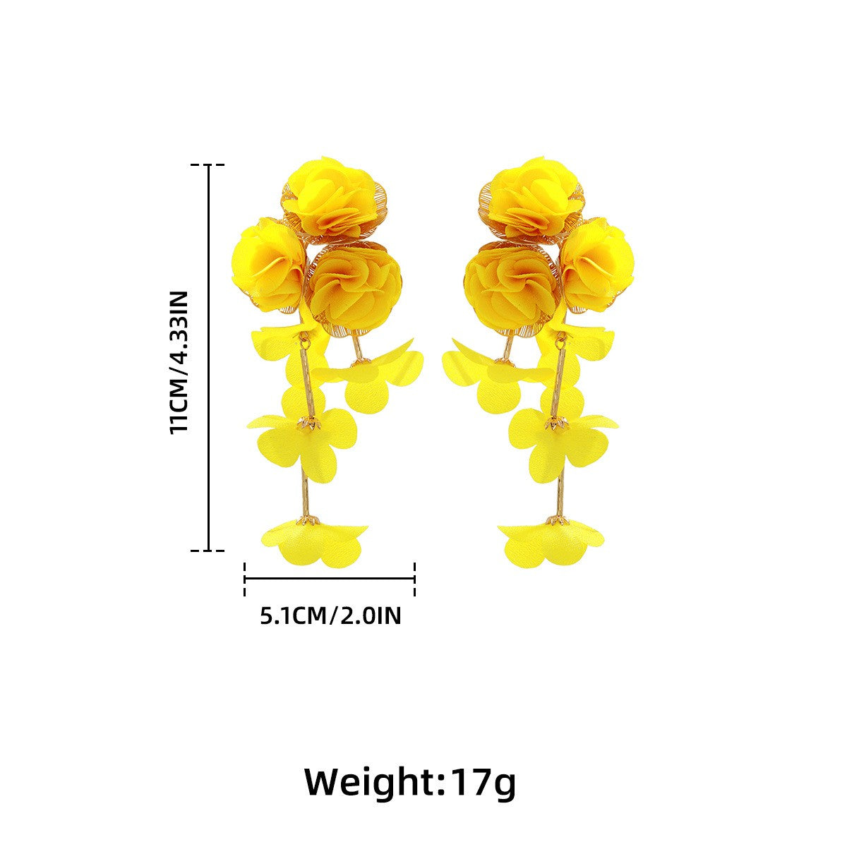 Chiffon Flowers Tassel Earrings Vacation Style Sweet Drop Earring