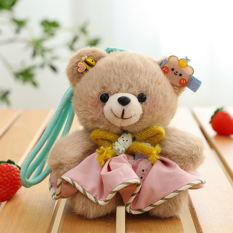 Cute Bear Rabbit With Dress Plush Pendant Keyrings