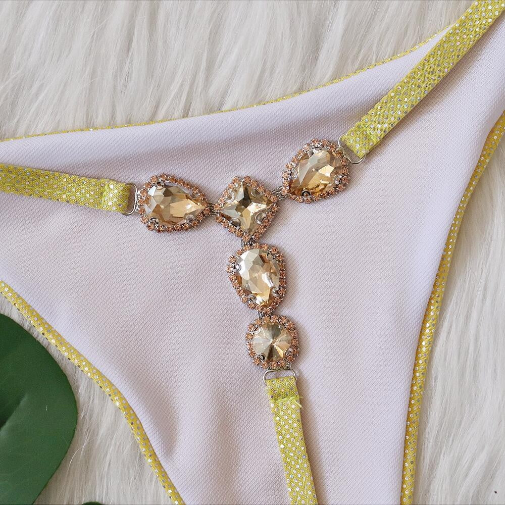 Sexy Micro Rhinestones Thong T-Back Bikini