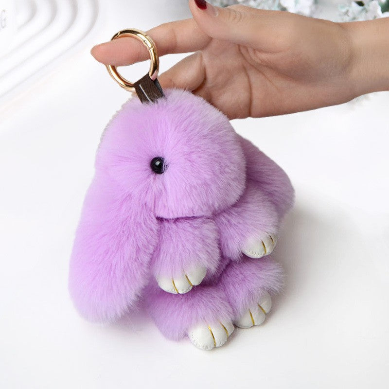 Fluffy Rabbit Fur Pompon Bunny Keychain