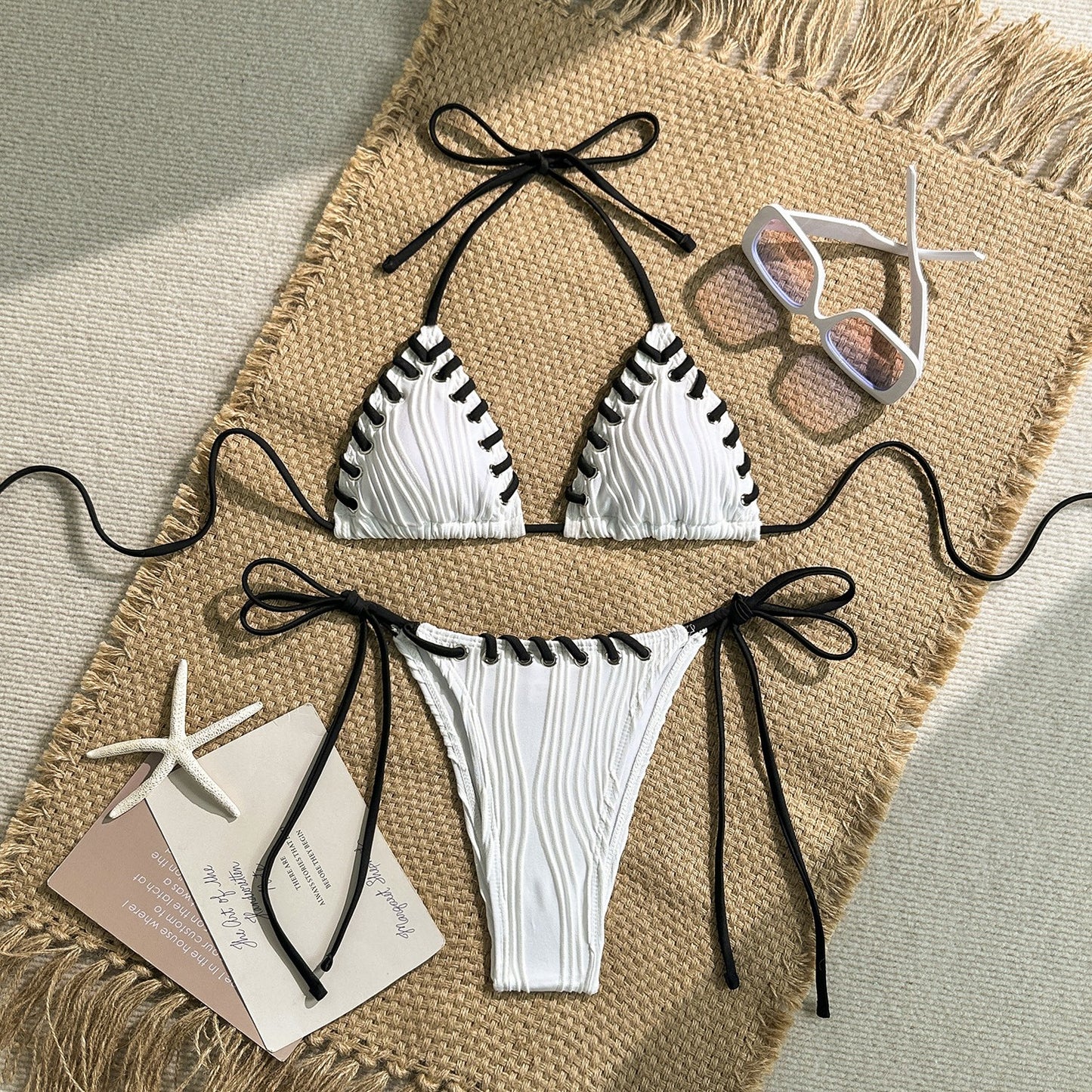 Micro Halter Wrinkled Weave Bikini