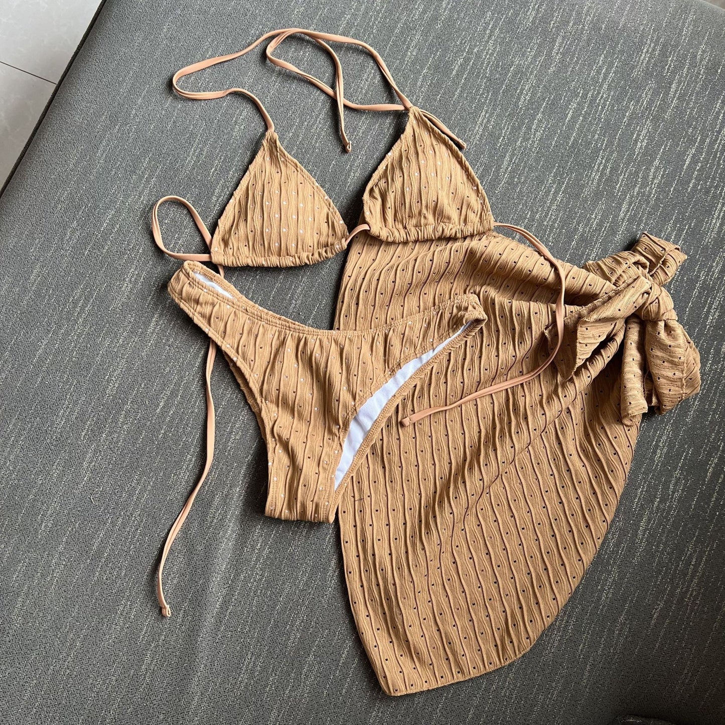 Cover Up Halter Micro 3 Piece Bikini Set