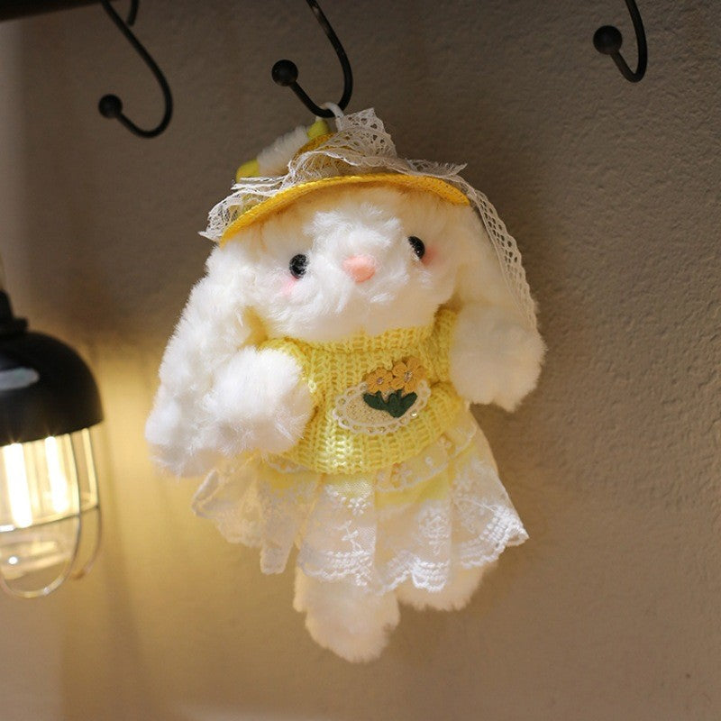Bow Plush Rabbit Keychain Princess Pearl Dress Pendant