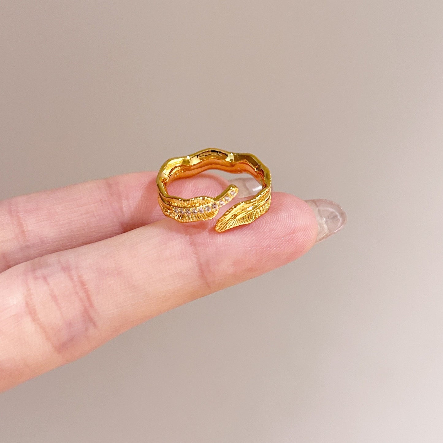 Fashion Gold Plated Butterfly Flower Finger Ring Birthday Gifts
