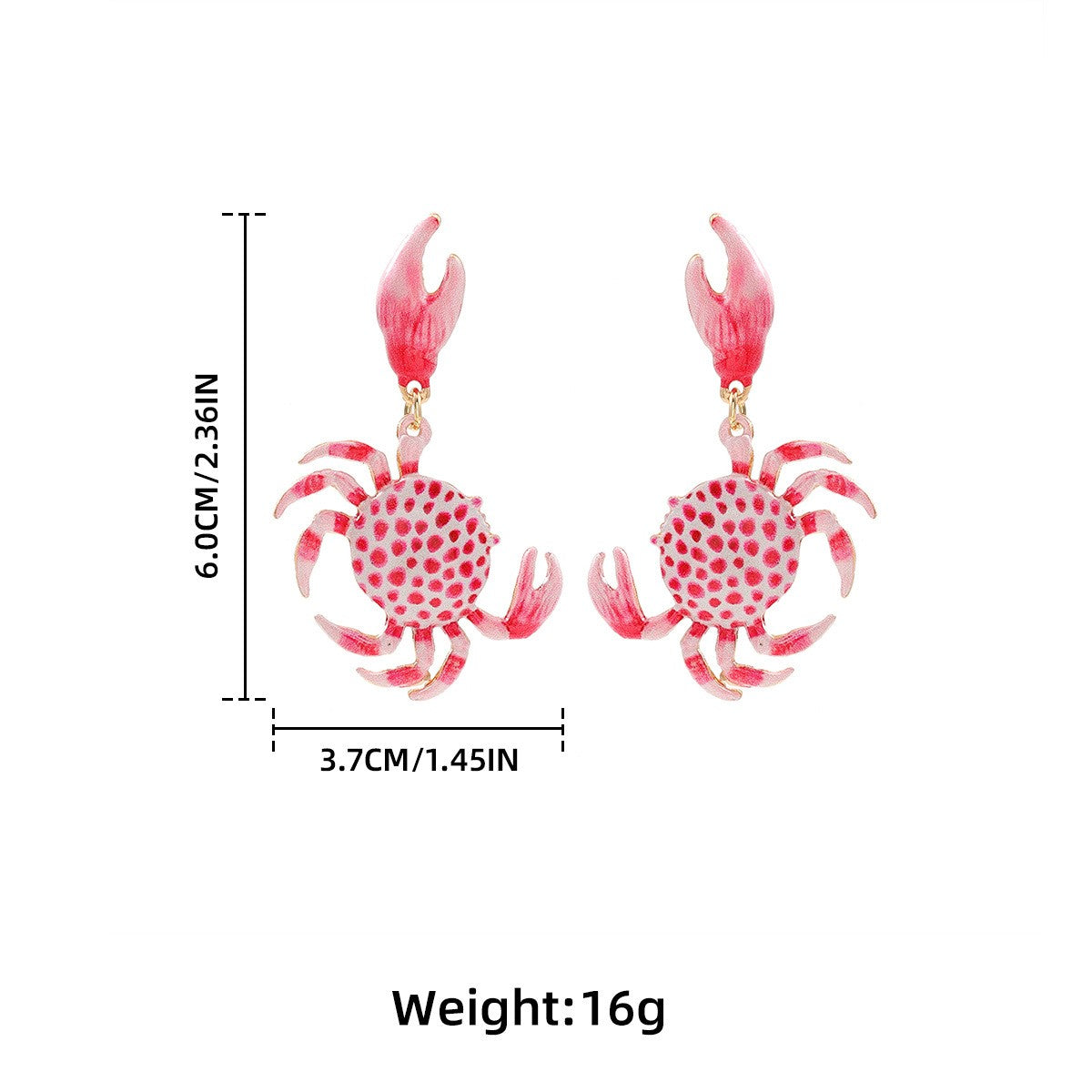 Summer Beach Leisure Alloy Cute Crab Shape Earrings