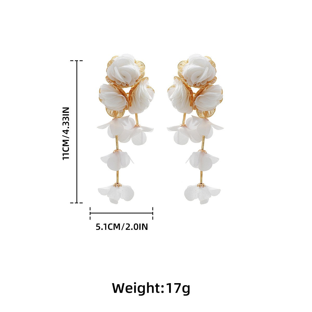 Chiffon Flowers Tassel Earrings Vacation Style Sweet Drop Earring