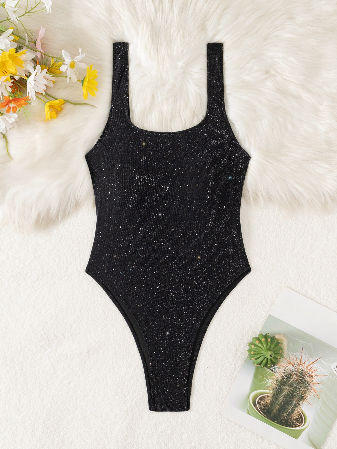 Glitter Sparkling Cut Out Backless Swimsuit