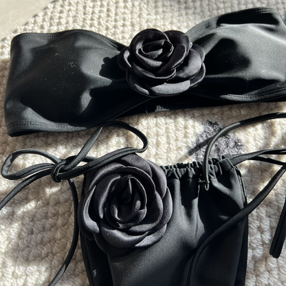 Strapless 3D Flower Thong Biquini