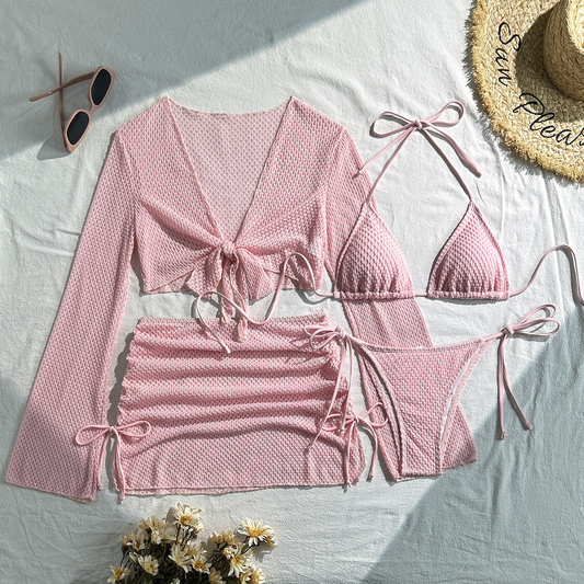 Solid Sexy Four-Piece Swimwear