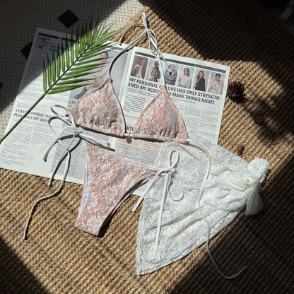3PCS Sexy Lace Brazilian Bikini Set