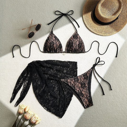 3PCS Sexy Lace Brazilian Bikini Set
