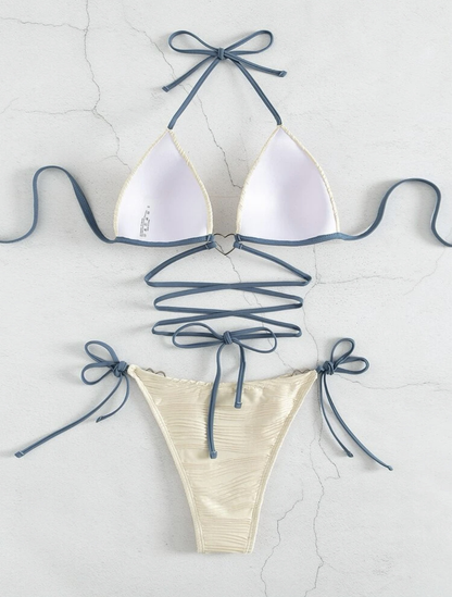 Trendy Heart Crisscross Halter Bikini