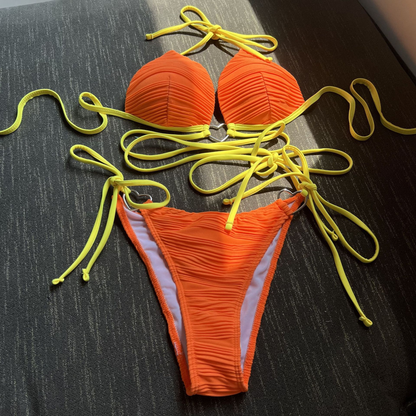 Trendy Heart Crisscross Halter Bikini