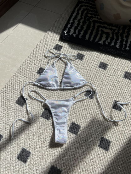 Shiny Glitter Micro Thong Bikini Set
