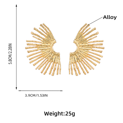 Vintage Metal Fashion Alloy Half Sun Flower Earrings
