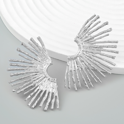 Vintage Metal Fashion Alloy Half Sun Flower Earrings