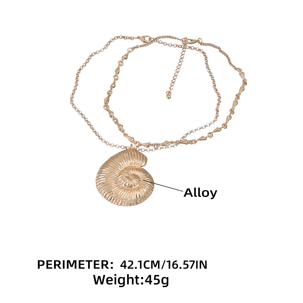 Exaggerated Metal Shell Shape Pendant Necklace Punk Metal Conch Chain Choker