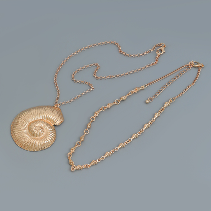 Exaggerated Metal Shell Shape Pendant Necklace Punk Metal Conch Chain Choker